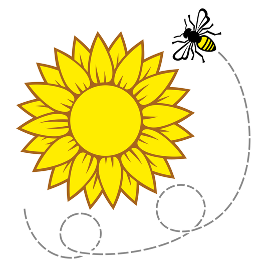 Sunflower and bee design for cutting machines and crafts