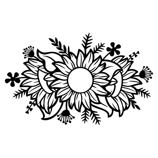 Sunflower design for cutting machines in bold black style