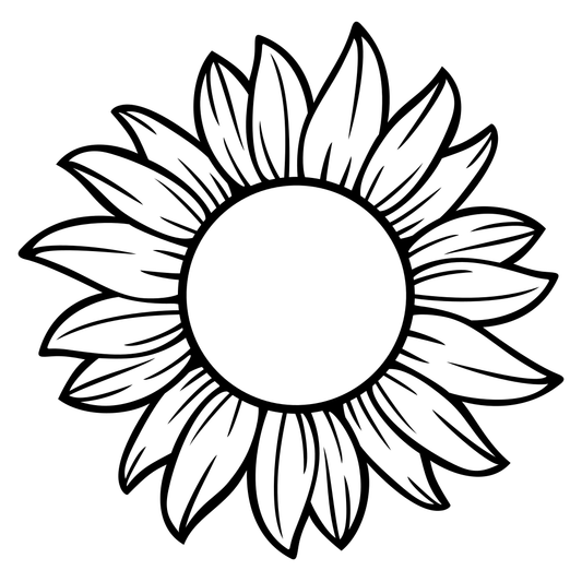 Elegant black and white sunflower design for cutting machines