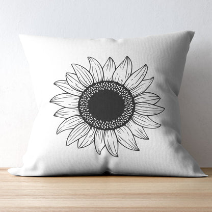 Elegant black and white sunflower design for crafting