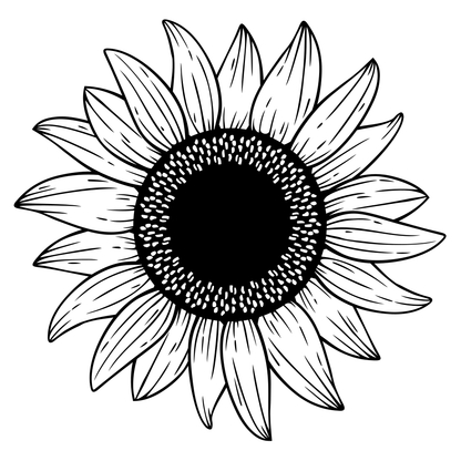 Elegant black and white sunflower design for crafting