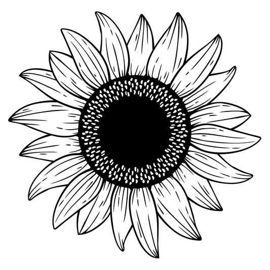 Elegant black and white sunflower design for crafting