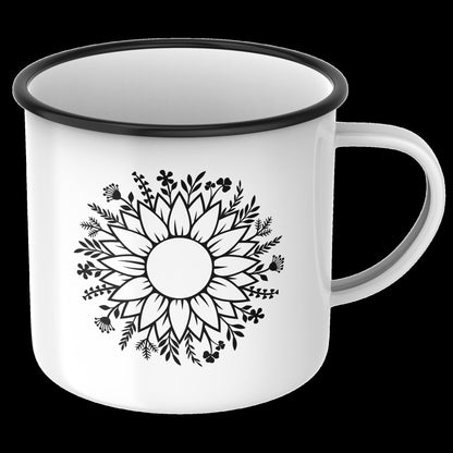 Black and white sunflower design for cutting machines