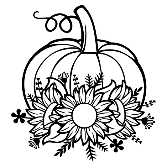 Sunflower and pumpkin vector design for cutting machine
