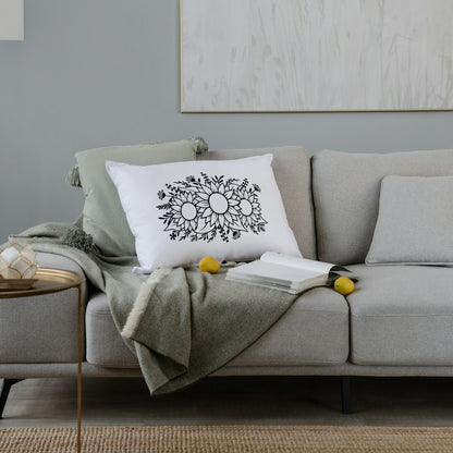 Elegant black and white sunflowers design for cutting machines