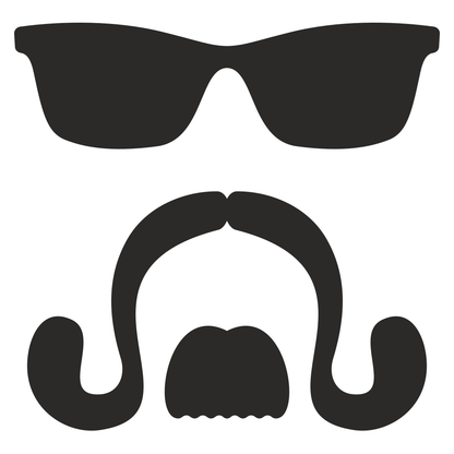 Rock and roll mustache with stylish sunglasses for cutting