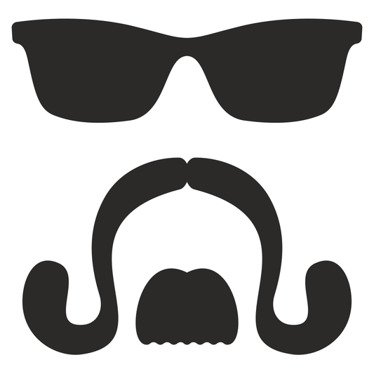 Rock and roll mustache with stylish sunglasses for cutting