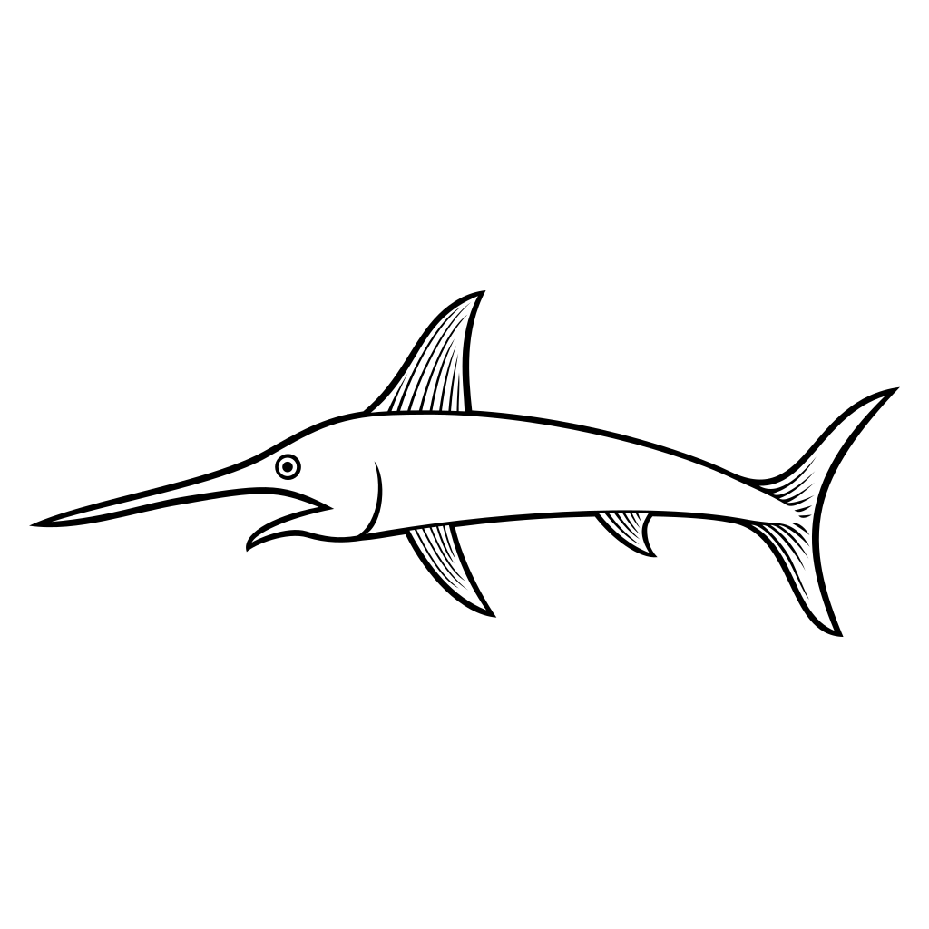 Stylized swordfish design perfect for cutting machines