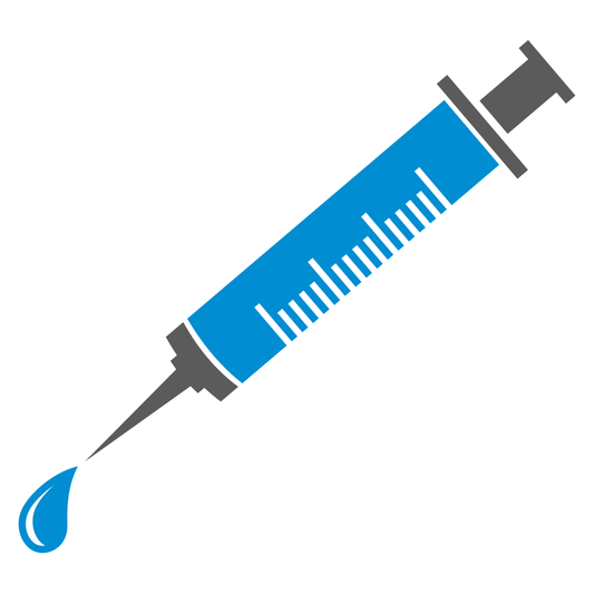 Creative vector design of a syringe with blue liquid drop