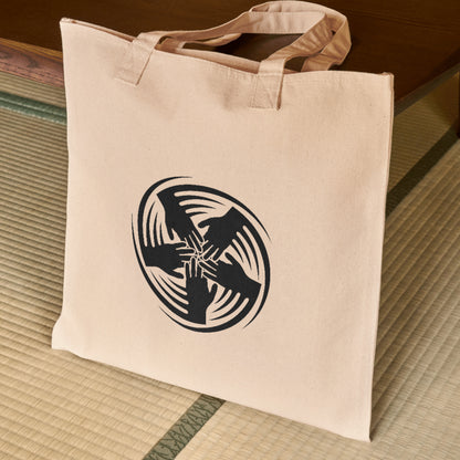 Embracing collaboration with teamwork hands in a circular design