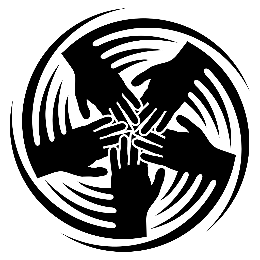 Embracing collaboration with teamwork hands in a circular design