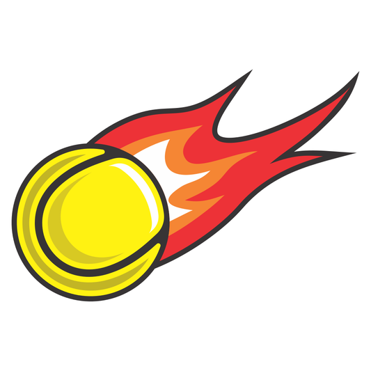 Dynamic tennis ball ignited with vibrant flames