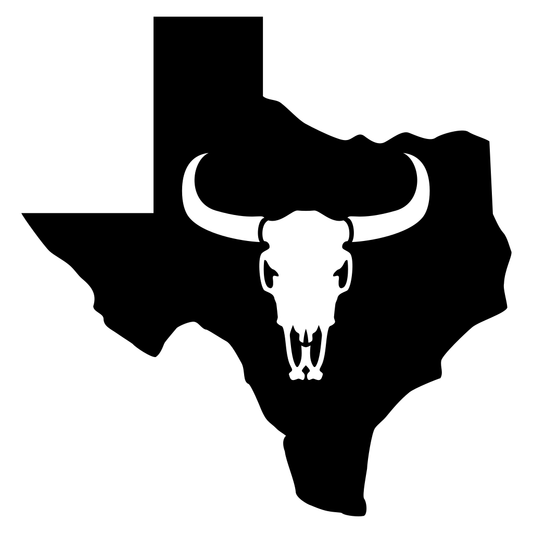 Texas silhouette featuring a bull skull for creative projects
