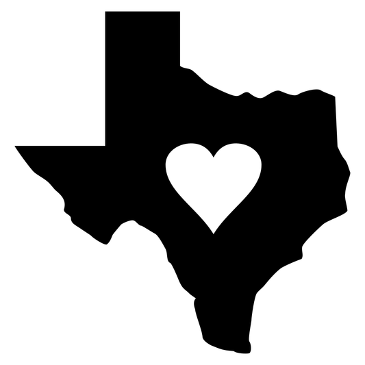 Texas map design featuring a heart for creative projects