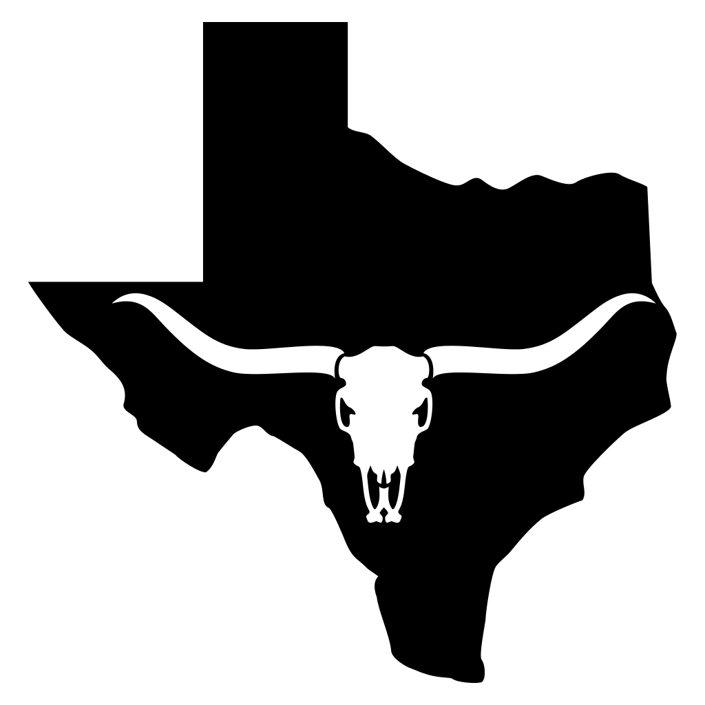 Explore the Texas spirit with a longhorn skull and map design