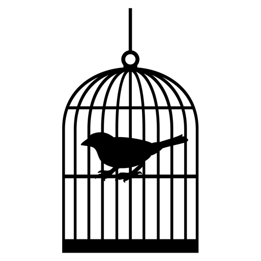 Bird perched in elegant cage design for crafting projects