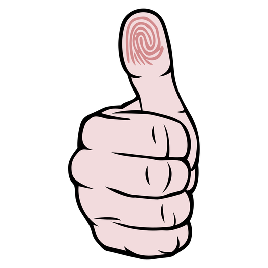 Unique thumb up design with fingerprint for cutting machines