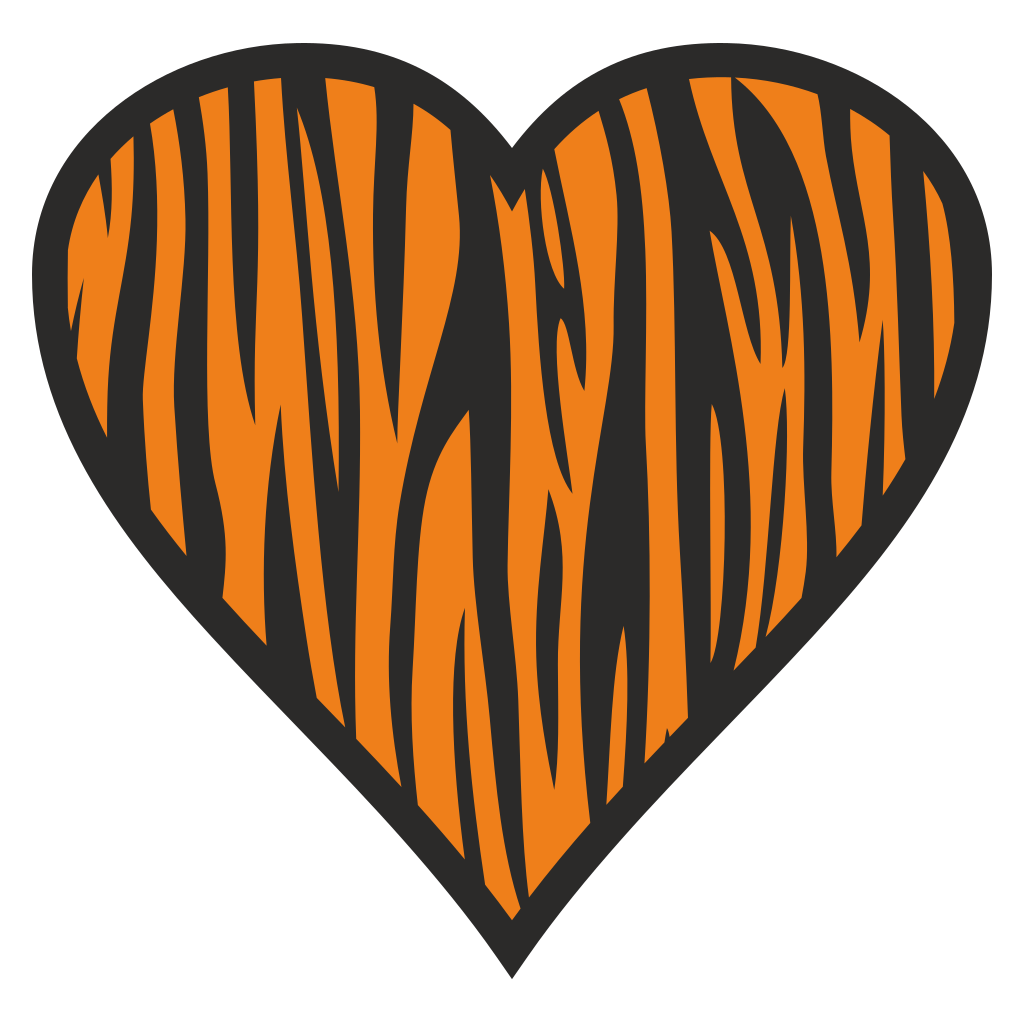 Create a heart design inspired by tiger stripes for cutting