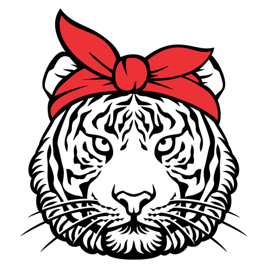 Fierce and Bold Tiger with Red Bandana for Cutting Machines