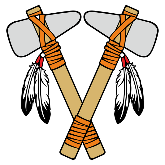 Crossed tomahawks with feathers for creative designs