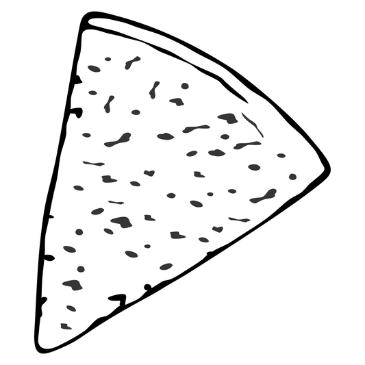 Charming black-and-white tortilla chip illustration