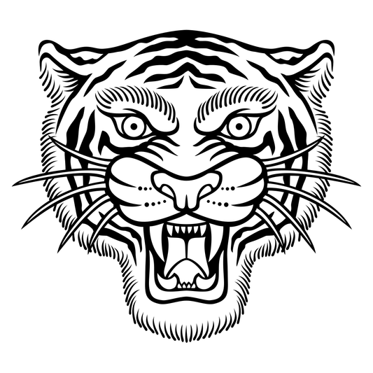 Traditional black and white tiger design for cutting machines