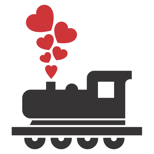 Unique train design with heart-shaped steam for crafts