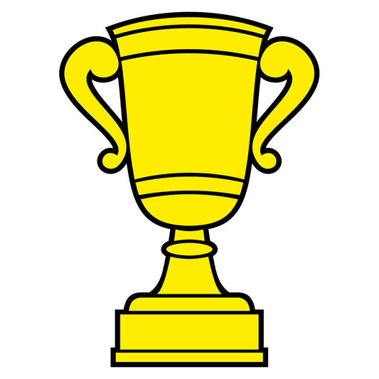 Celebrate victory with a vibrant yellow trophy design for crafts