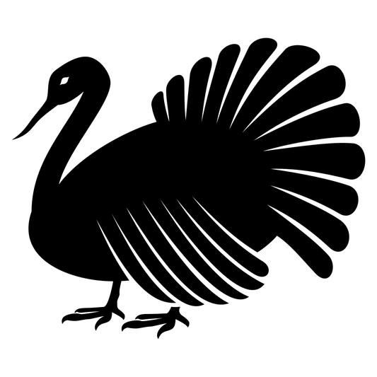 Stylish black silhouette of a turkey for creative projects