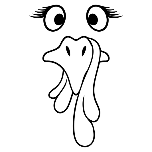 Charming black and white turkey face design for cutting machines