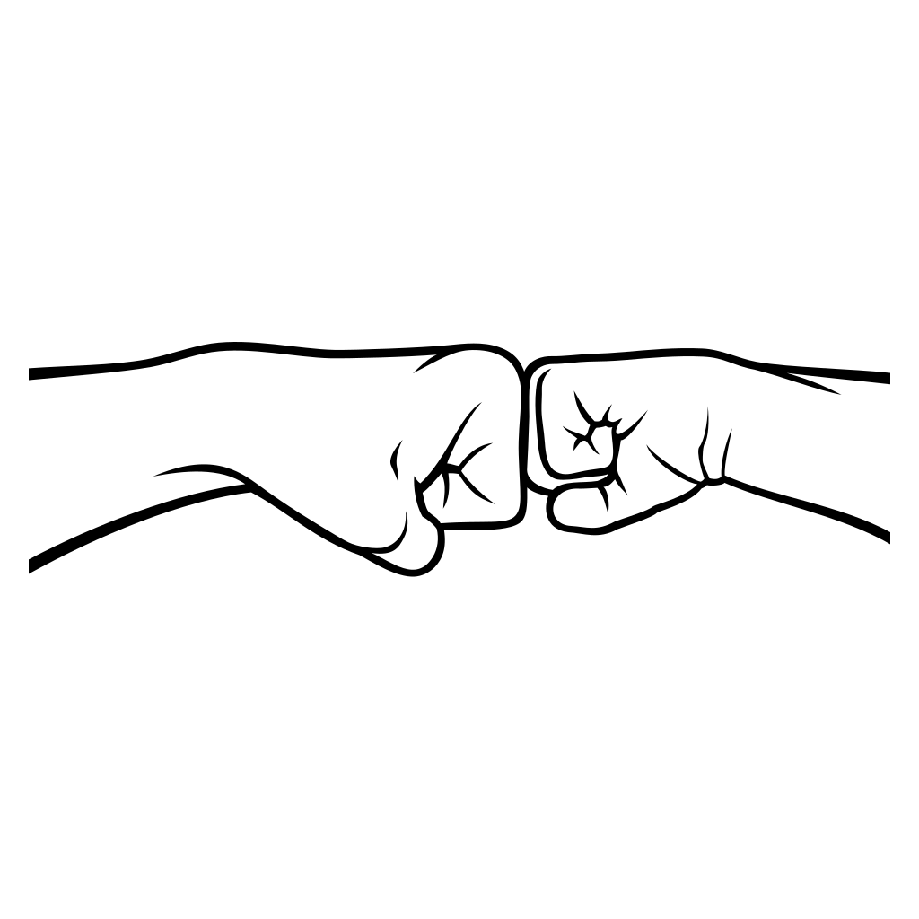 Fists colliding in a powerful punch graphic for cutting machines