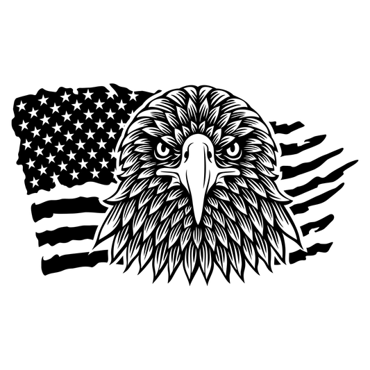 Eagle soaring over USA flag design for cutting machine projects