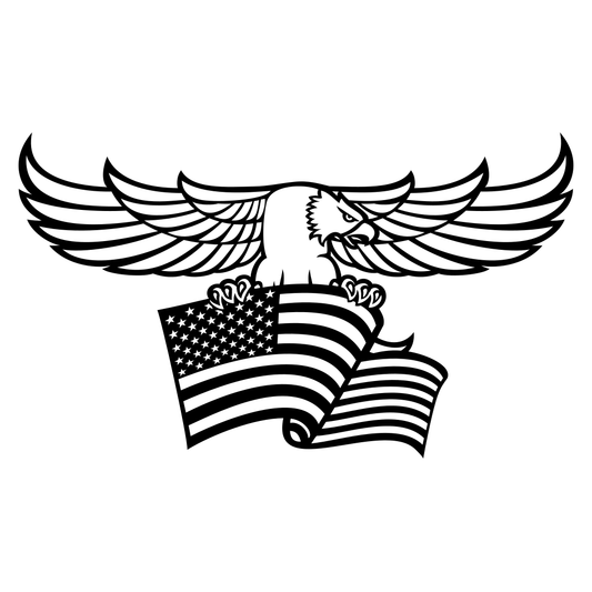 Eagle proudly holds USA flag design for cutting machine