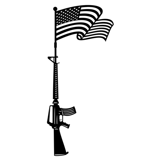 USA flag design integrated with rifle silhouette for crafting