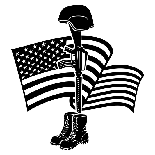 Creative tribute to USA veterans with flag and military gear