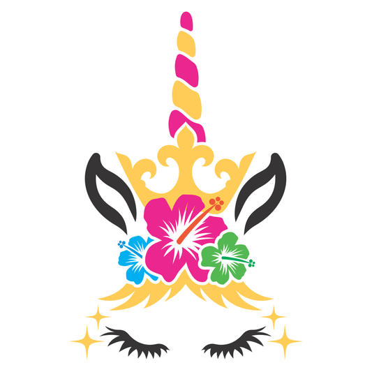 Unicorn head design with floral crown for crafts