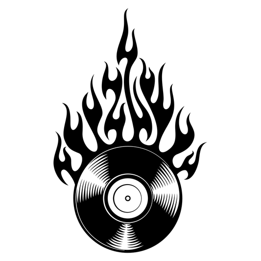 Vinyl record with flames design for crafting projects