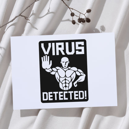 Alert sign showcasing virus detected with muscular figure