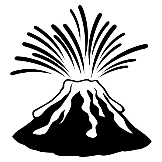 Erupting volcano top silhouette design for creative projects