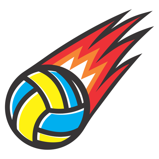Volleyball ball soaring with fiery trails for cutting projects