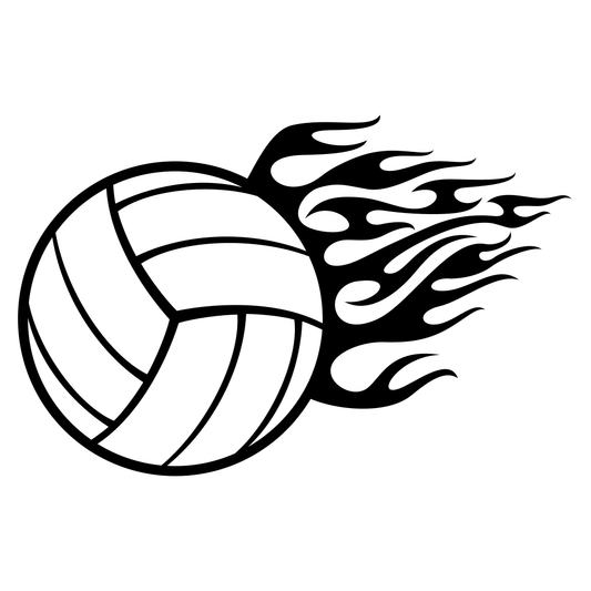 Volleyball ball with flames design for creative projects