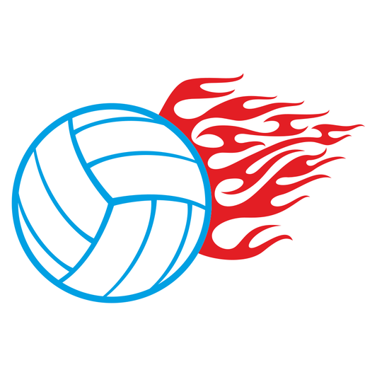 Dynamic volleyball design with fiery accents for crafts