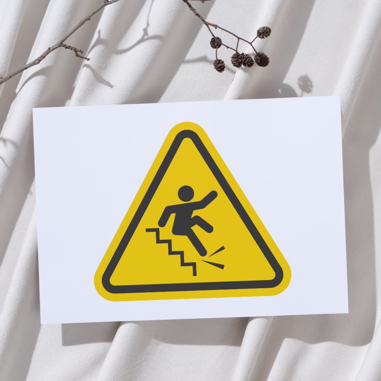 Vector warning sign for stairs hazard in crafting