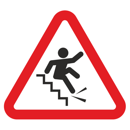 Warning sign for falling off stairs in vector design