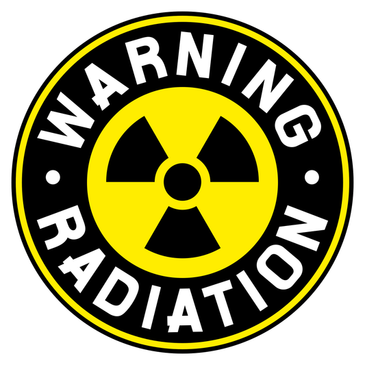 Radiation warning sign design for cutting machines