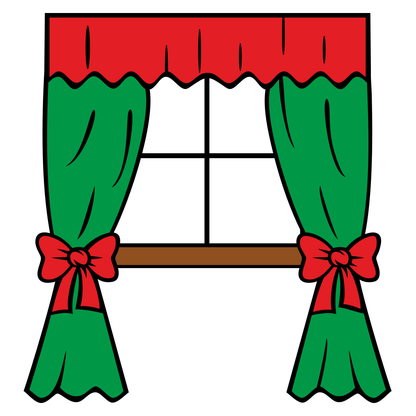 Charming vector curtain design with festive window decor