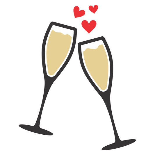 Celebrate love with toasting wine glasses design