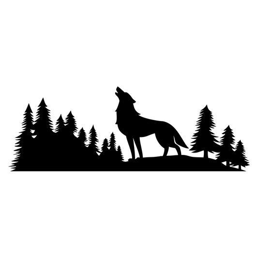 Majestic wolf howling in a serene forest landscape