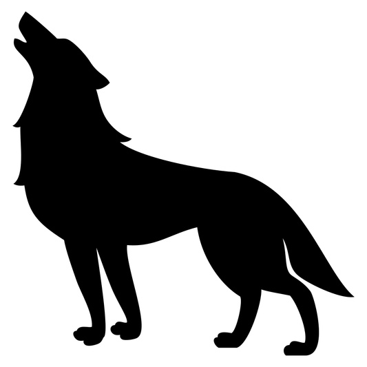 Wild wolf silhouette howling at the moon in vector format