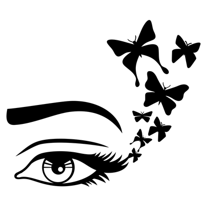 Woman's eye adorned with butterflies for creative projects